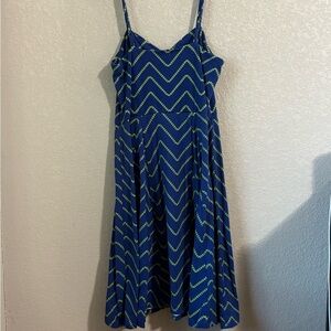 Mossimo Supply Co. Navy and Lime Chevron Midi Dress